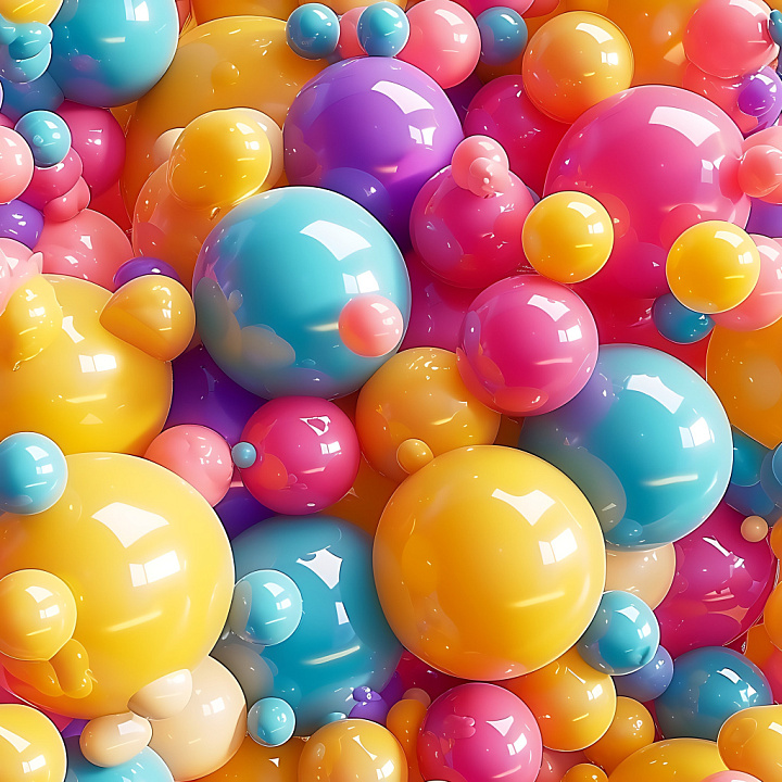 Inflated Glossy Multicolor Bubble seamless PBR texture preview