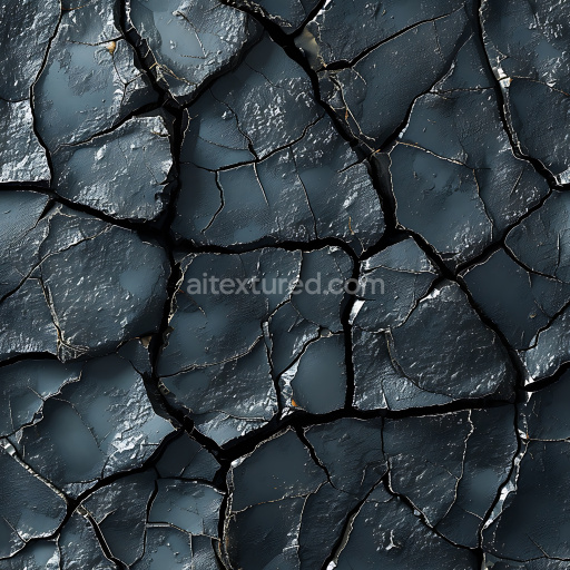 Seamless 3D Cracked Black Paint PBR Texture with Deep Fractures