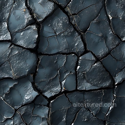 Cracked Black Paint PBR Texture with Deep Fractures seamless Cracked & Holes PBR texture