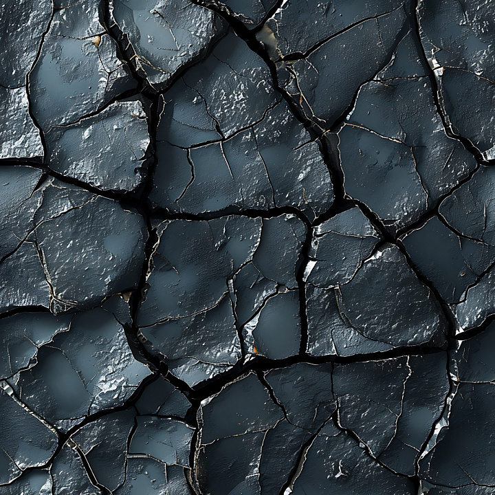Cracked Black Paint with Deep Fractures seamless PBR texture preview