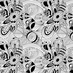 seamless Seamless 3D PBR Texture with Abstract Black & White Floral Doodle Pattern texture 8k free download PBR