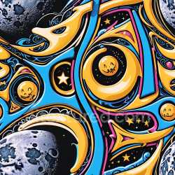 seamless Seamless 3D PBR Graffiti Texture Featuring Cosmic Yellow and Blue Urban Artwork texture 8k free download PBR