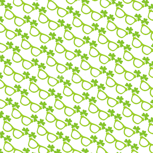 Seamless 3D PBR texture with festive green glasses and clovers pattern