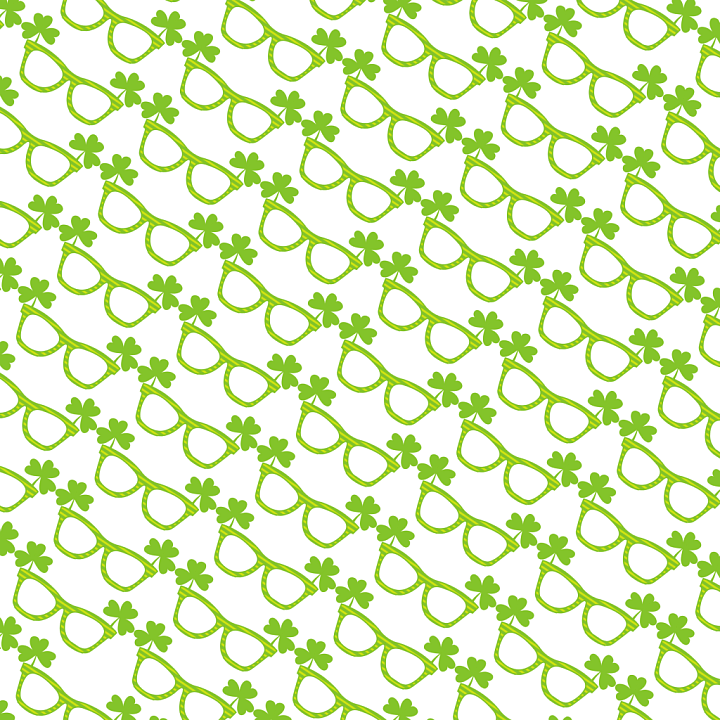 With Festive Green Glasses And Clovers Pattern seamless PBR texture preview