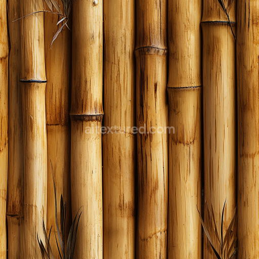 Seamless 3D PBR Bamboo Culm Texture with Natural Amber Patina and Fine Grain