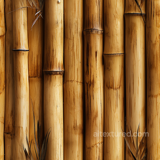 Bamboo Culm Texture with Natural Amber Patina and Fine Grain seamless Bamboo PBR texture