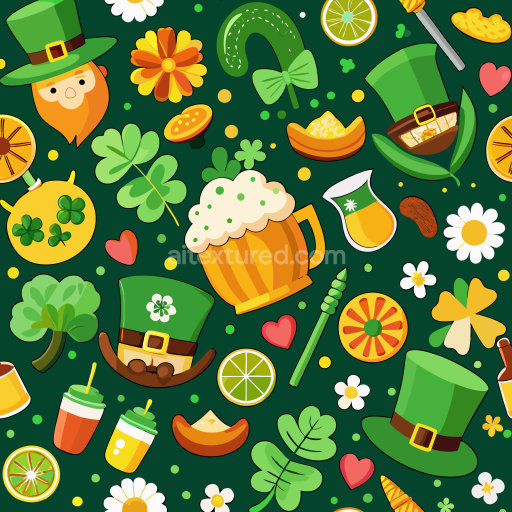 Seamless 3D PBR Texture of Vibrant St Patrick Digital Paper Bundle Pattern