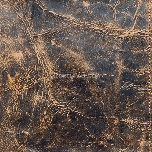 Seamless 3D PBR Texture of Distressed Vintage Brown Leather with Deep Cracks and Aging Patina