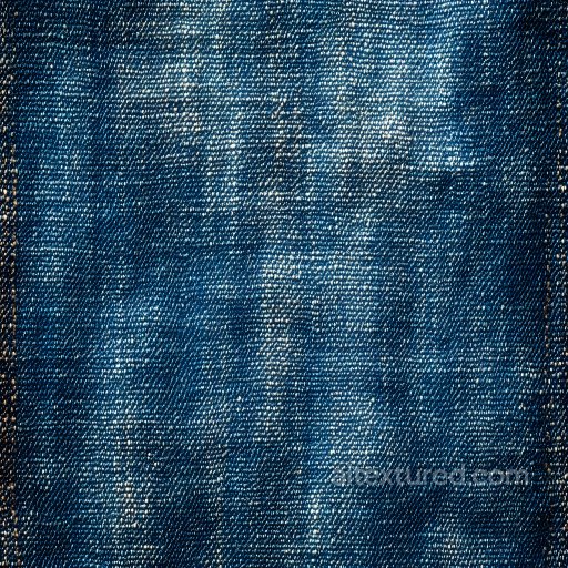Cracked Denim Fabric PBR Texture with Worn Blue Weave and Stitching seamless Denim jeans PBR texture