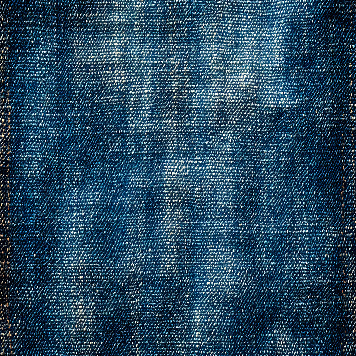 Cracked Denim Fabric with Worn Blue Weave and Stitching seamless PBR texture preview
