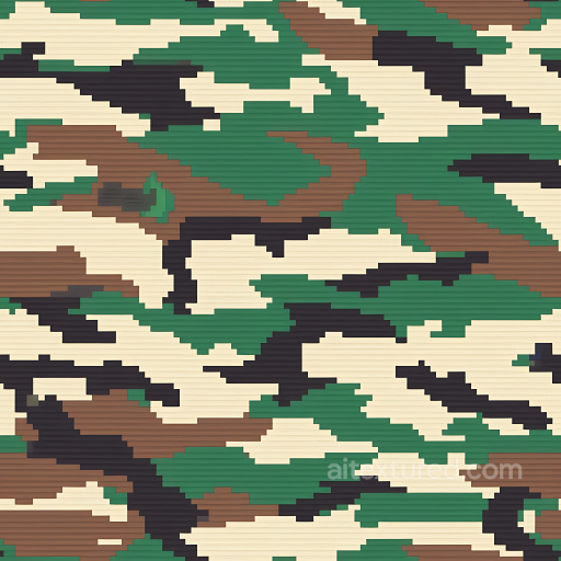 Digital Pixel Woodland Camouflage PBR Texture with Classic Green, Brown, Black Palette seamless Color Camouflage PBR texture