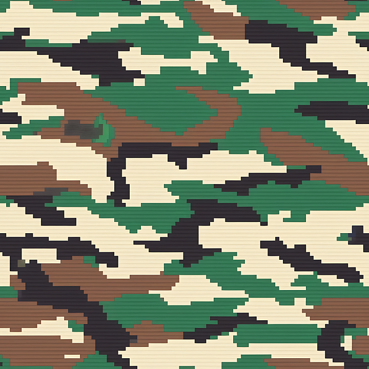 Digital Pixel Woodland Camouflage with Classic Green, Brown, Black Pale… seamless PBR texture preview