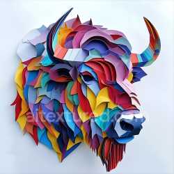 seamless Seamless 3D PBR Texture of Multicolored Origami Bison Pattern texture 8k free download PBR