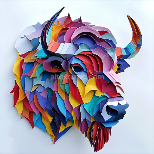 Seamless 3D PBR Texture of Multicolored Origami Bison Pattern