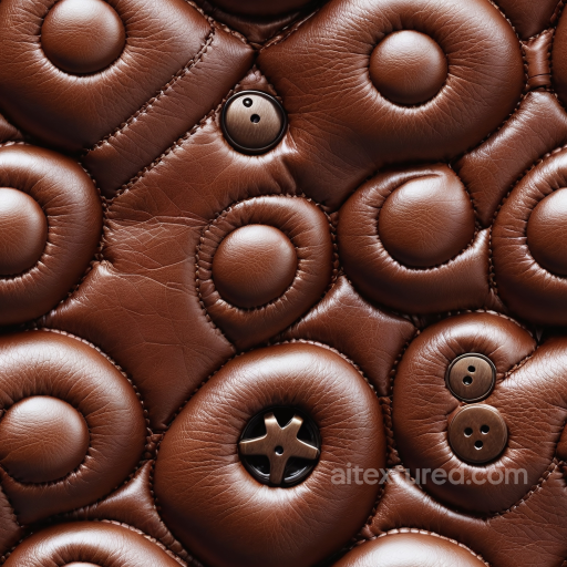 Quilted Brown Leather PBR Texture with Button Accents seamless Leather PBR texture