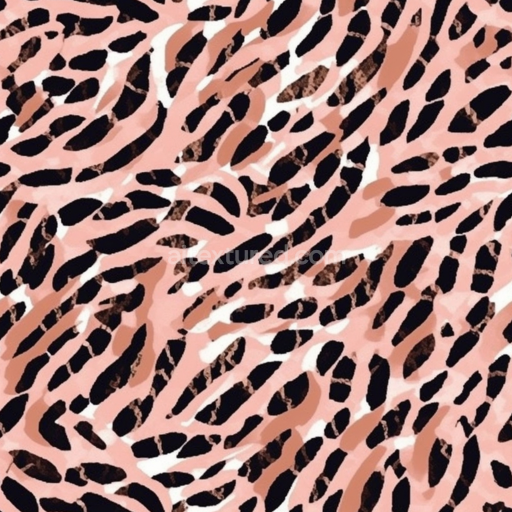 Seamless 3D PBR Leopard Print Pattern Fabric Texture in Pink and Black