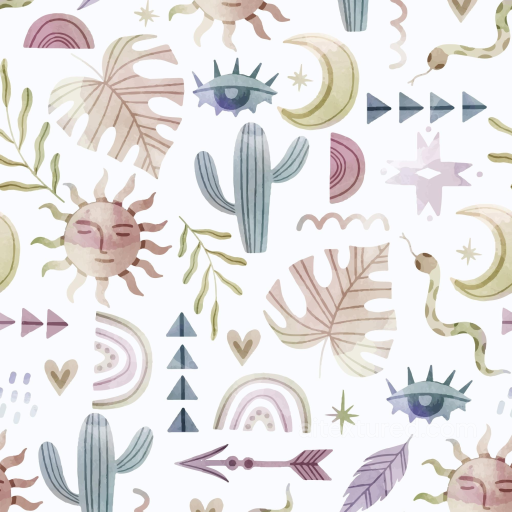 Boho Seamless Watercolor Style Fabric Texture - 3D PBR Tileable Pattern seamless Boho Seamless PBR texture