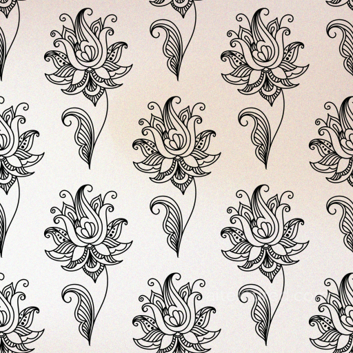 Retro Paisley Fabric Texture with Black Floral Pattern on Light Background seamless Retro Paisley PBR texture