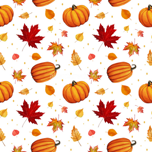 Pattern Bundle - Seamless 3D Pattern PBR Texture Featuring Autumn Pumpkins and Colorful Maple Leaves texture preview
