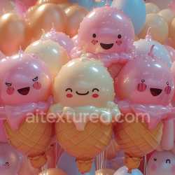 seamless Seamless 3D Inflated Vinyl Ice Cream Balloon PBR Texture with Glossy Cartoon Finish texture 8k free download PBR