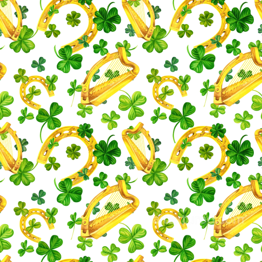 with St Patrick Gold Harps and Clover Leaves seamless St patrick digital paper bundle PBR texture