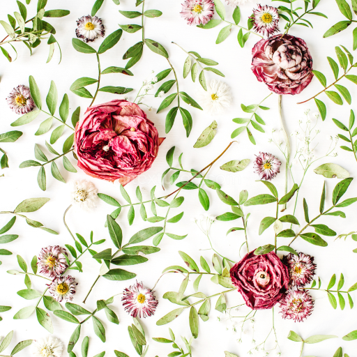 Preview — Seamless 3D PBR Texture of Delicate Dried Wild Flowers and Green Leaves