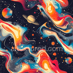 seamless Seamless 3D Space PBR Texture Featuring Vibrant Cosmic Nebulae and Detailed Starfield with Planetary Elements texture 8k free download PBR