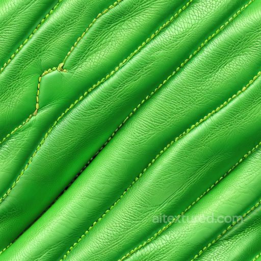 bright green stitched leather PBR texture with padded grain surface seamless Leather PBR texture