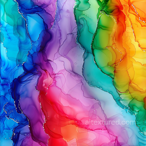Alcohol Ink PBR Texture with Vibrant Rainbow Swirls and Layered Fluid Movement texture preview