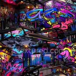 seamless Seamless 3D PBR Texture Featuring Neon Vibrant Graffiti Art with Urban Style texture 8k free download PBR