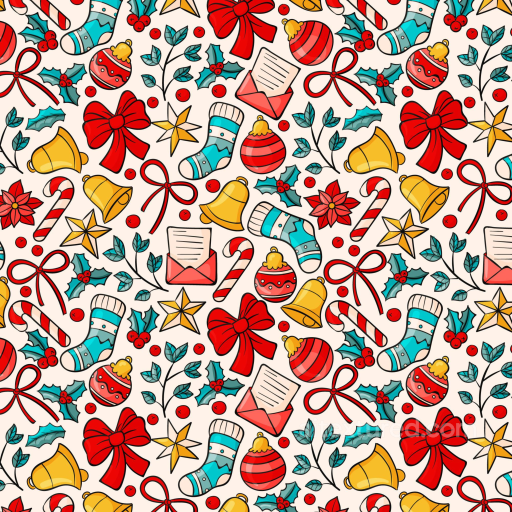 Christmas Holiday Pattern Texture with Festive Icons seamless Christmas Holiday PBR texture