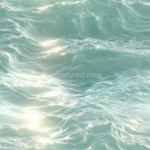 Seamless 3D PBR Texture of Clean Ocean Surface with Gentle Waves and Sunlight Reflections