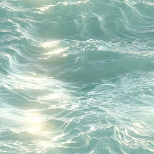 Water Texture of Clean Ocean Surface with Gentle Waves and Sunlight Reflections seamless Water PBR texture