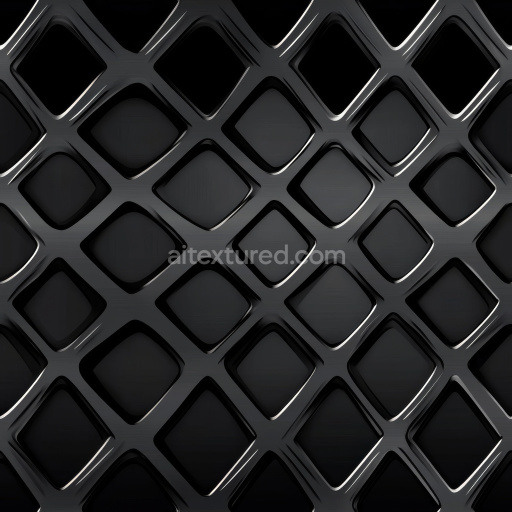 Preview — Seamless 3D PBR glossy black steel lattice texture with raised diamond pattern
