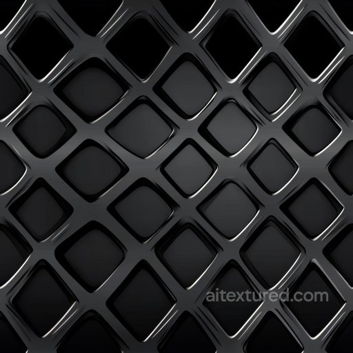 Glossy Black Steel Lattice Texture With Raised Diamond Pattern seamless Metal PBR texture