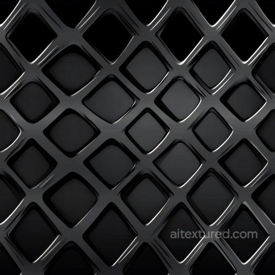 Glossy Black Steel Lattice Texture With Raised Diamond Pattern Metal texture preview