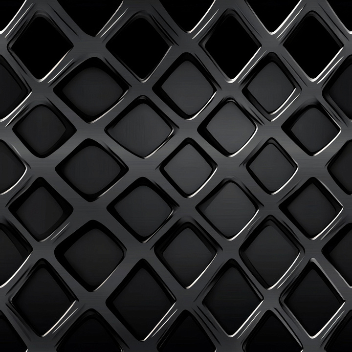 Glossy Black Steel Lattice With Raised Diamond Pattern seamless PBR texture preview