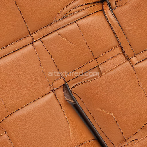 Seamless 3D PBR Texture of Tan Pebbled Leather with Stitched Panels