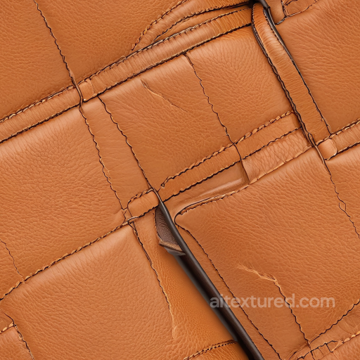 Tan Pebbled Leather Seamless Texture with Stitched Panels seamless Leather PBR texture