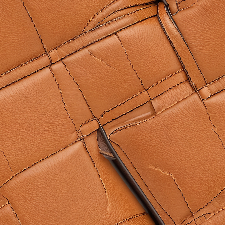 Tan Pebbled Leather with Stitched Panels seamless PBR texture preview