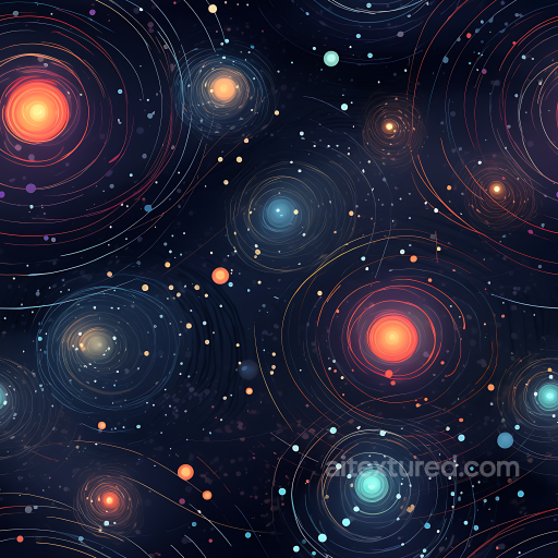 Space PBR Texture Featuring Cosmic Starfield with Nebula Rings and Multicolor Glow seamless Star, space, planets PBR texture
