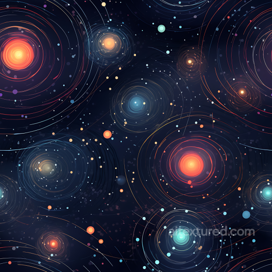 Space PBR Texture Featuring Cosmic Starfield with Nebula Rings and Multicolor Glow Star, space, planets texture preview