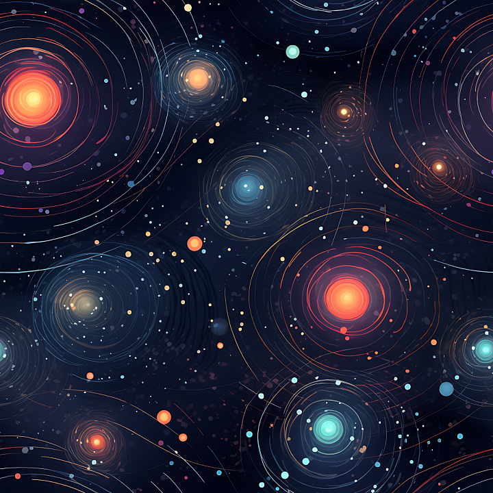 Space Featuring Cosmic Starfield with Nebula Rings and Multicolor Glow seamless PBR texture preview