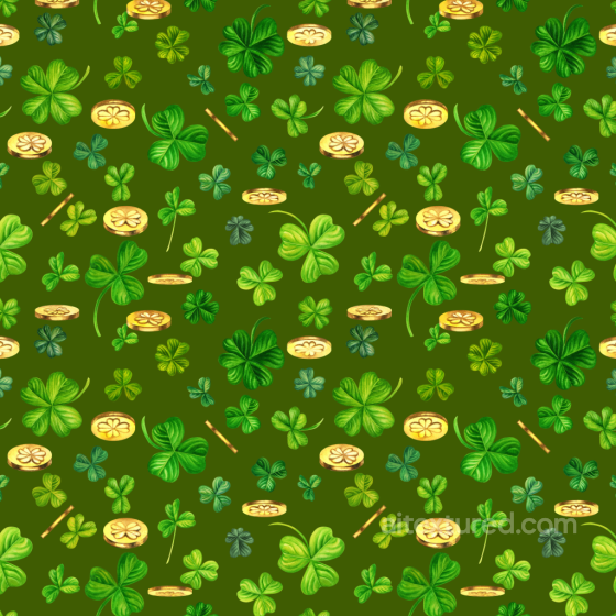 St Patrick Digital Paper Bundle Texture of St Patrick's Shamrocks and Gold Coins St patrick digital paper bundle texture preview