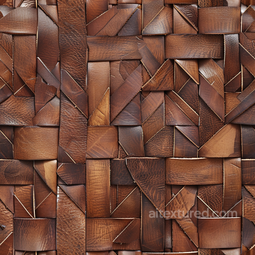Quilted Brown Leather Patchwork PBR Texture with Varied Grain and Wear seamless Leather PBR texture