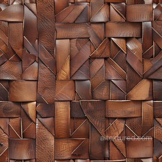 Quilted Brown Leather Patchwork PBR Texture with Varied Grain and Wear Leather texture preview