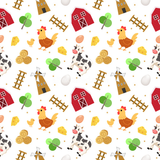 Pattern Bundle - Seamless 3D Pattern PBR Texture Featuring Playful Farm Animals & Farm Elements texture preview