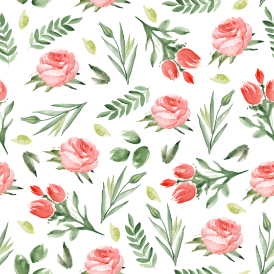 Pink Flower Watercolor Pattern Texture with Roses and Leaves Pink Flower texture preview