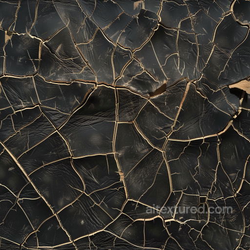 Deeply Cracked Black Leather Seamless Texture with Rugged Aging seamless Leather PBR texture