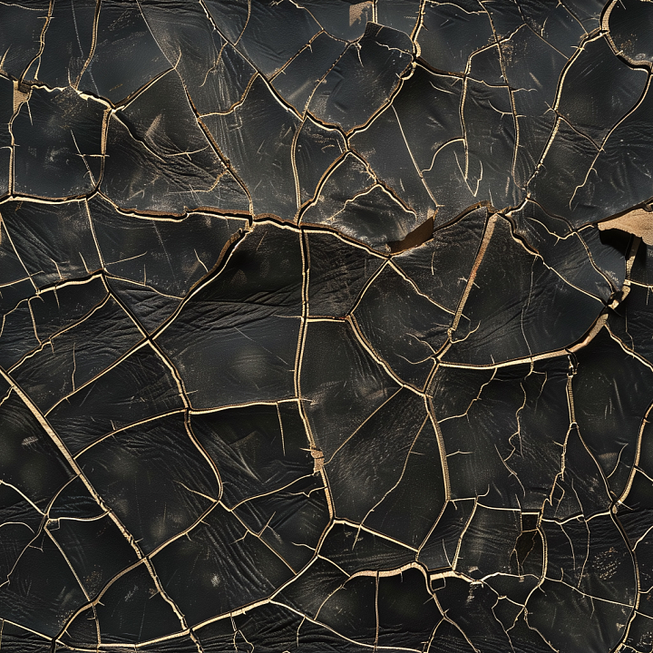 Deeply Cracked Black Leather with Rugged Aging seamless PBR texture preview